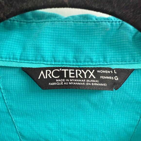 Arc'teryx Women's Size Large Short Sleeve Snap Button Teal - Picture 3 of 3